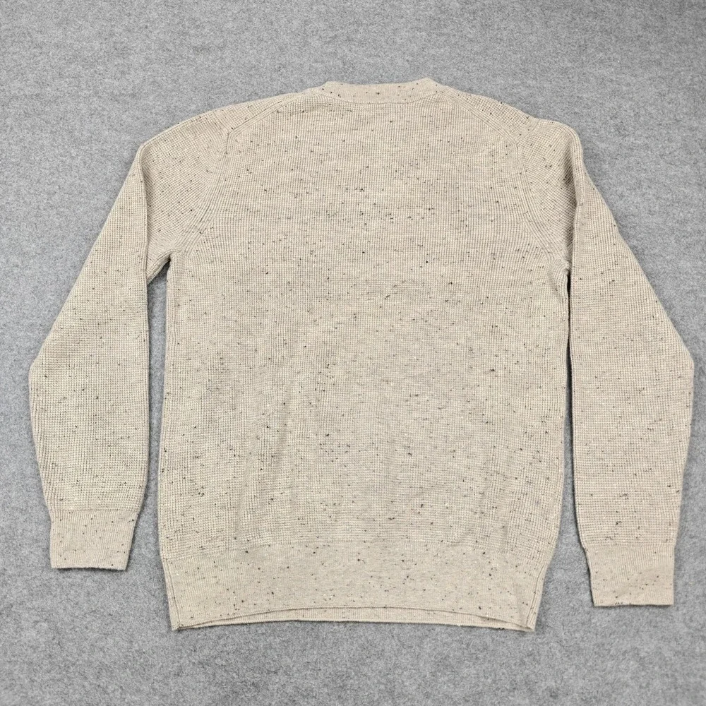 MNG Sweater Mens Large Beige Crewneck Viscose Wool Waffle Knit Pullover